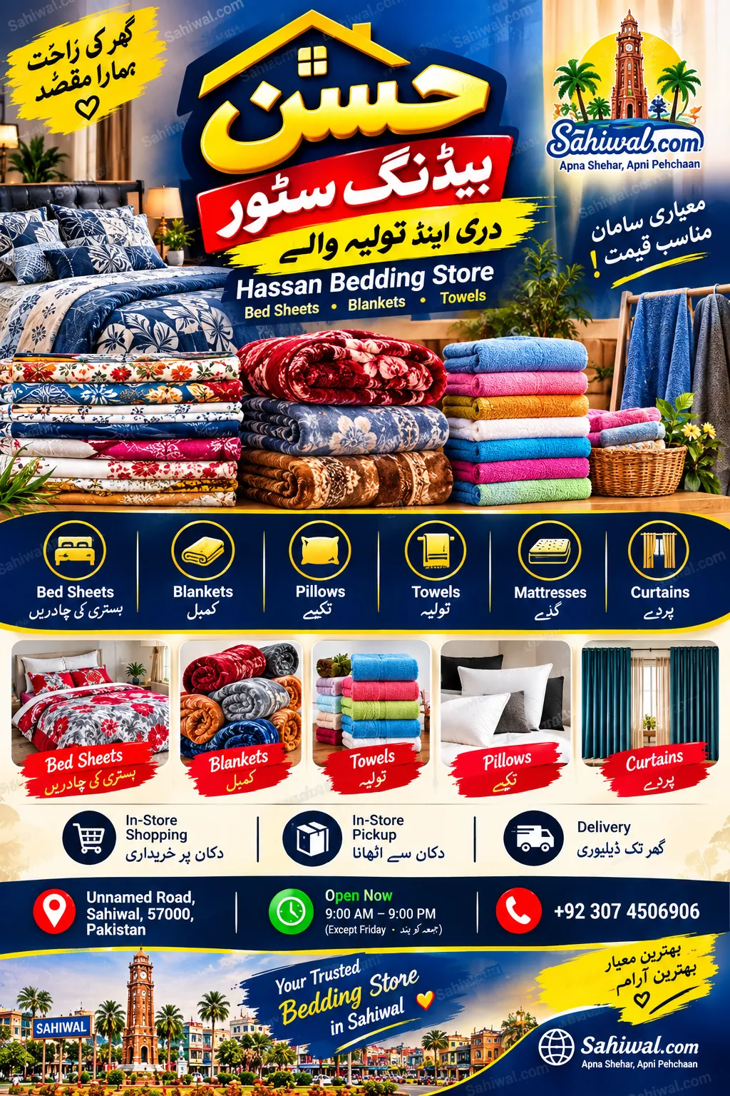 حسن بیڈنگ سٹور - دری اینڈ تولیہ والے