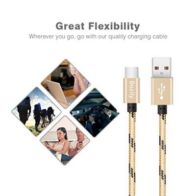 Bozily 2M Nylon Braided USB A to USB C Charger Cable Fast Charging